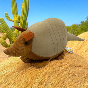 Vintage Armadillo Plush Lady Slipper Designs Corduroy Stuffed Animal Made in USA